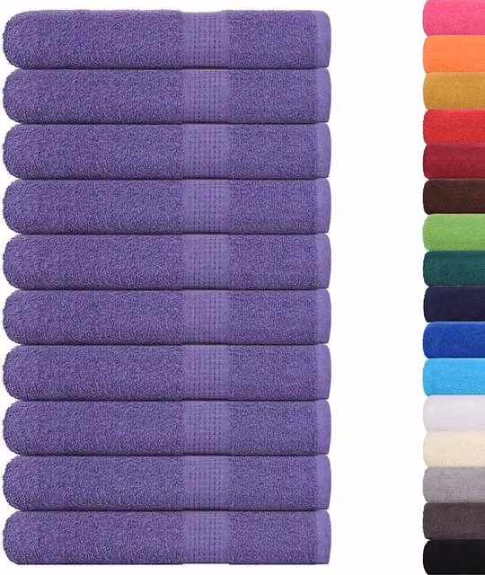 Set di 10 asciugamani vidaXL in cotone spugna viola, L: 100 cm x P: 200 cm, 360 g/m² – 1