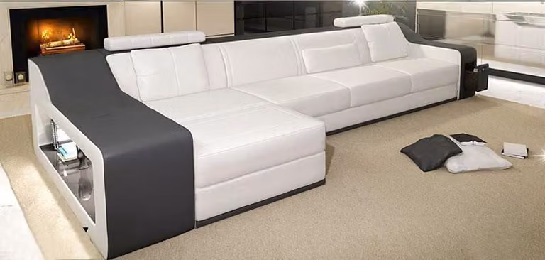 Ledersofa Couch Wohnlandschaft Ecksofa Eck Garnitur Design Modern Sofa B2017B