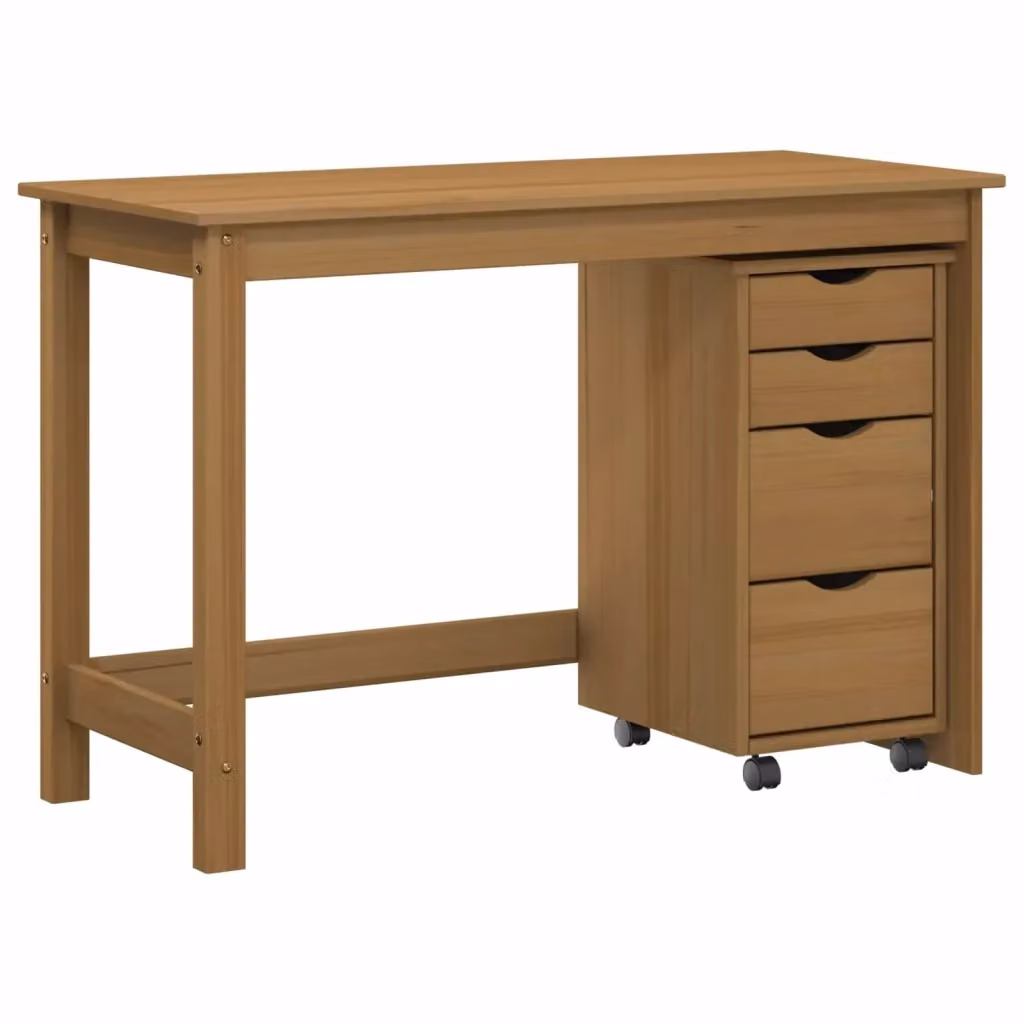 Set scrivania e mobiletto su ruote MOSS vidaXL, Marrone, 2 pezzi – 2