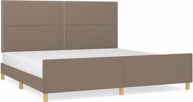 Letto matrimoniale | Letto per adulti | Giroletto senza Materasso Tortora 200x200 cm in Tessuto