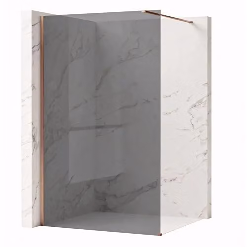 Rea - Parete Doccia Flexi Grey 110 Vetro Grigio Da 8 Mm, Rame Spazzolato, Walk-In 120X110X195Cm