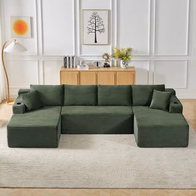 Divano modulare a U senza struttura ¨C Minimal ¨C tessuto cord, senza montaggio