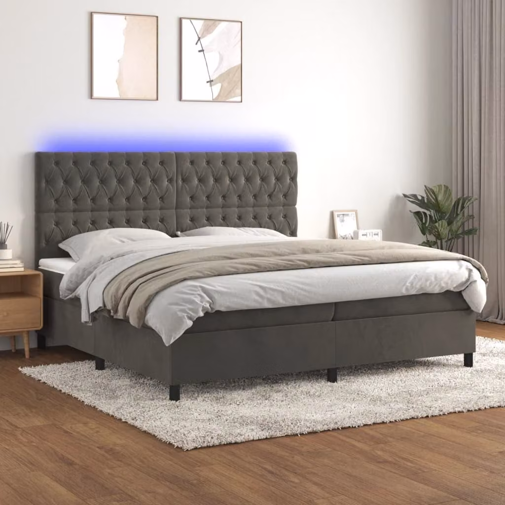 Maison Exclusive - Letto a Molle con Materasso e LED Grigio Scuro 200x200 cm