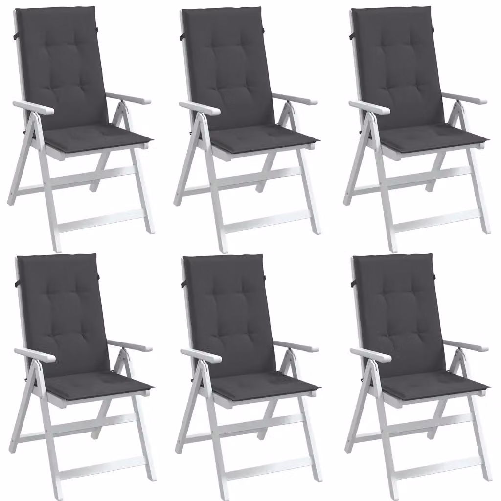 Set di 6 cuscini per sedia con schienale alto DESIGN IN, colore antracite, in tessuto di poliestere con imbottitura in schiuma, L/P/H: 120 x 50 x 4 cm – 2