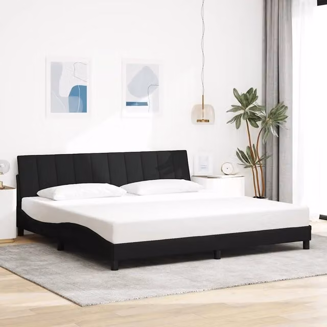 Giroletto senza Materasso-Struttura Letto Hanko Nero 200x200 cm in Tessuto 543987