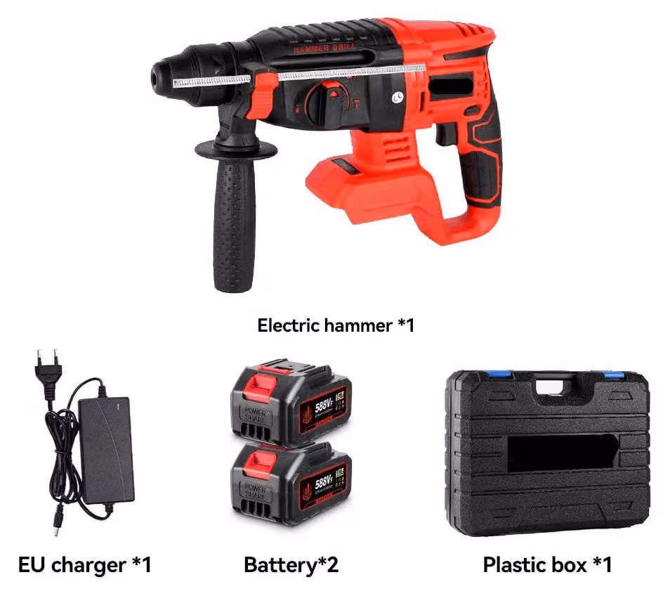Trapano avvitatore - Trapano - Martello avvitatore elettrico - 2000W - 10600 colpi al minuto - Senza spazzole - Senza accessori