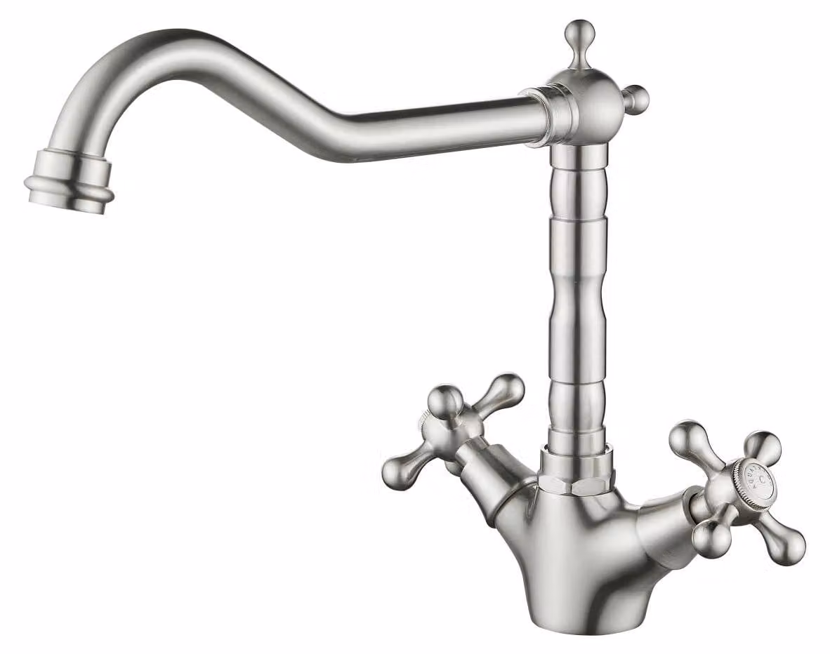 Miscelatore da cucina in acciaio inossidabile con bocchetta angolata, modello Heritage Ascot Aquanello