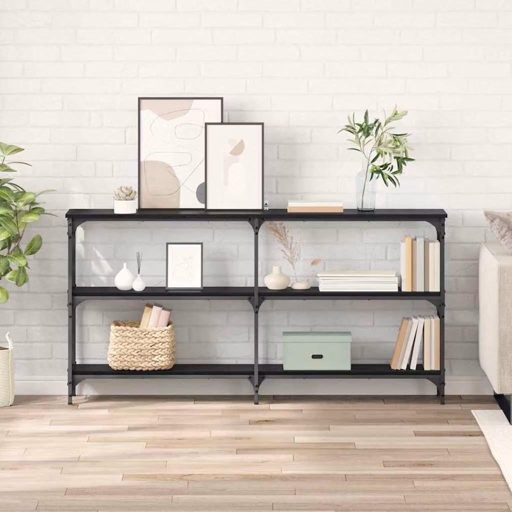 Tavolo consolle vidaXL in stile industriale, Rovere e Nero, L 150 x P 29 x H 75 cm