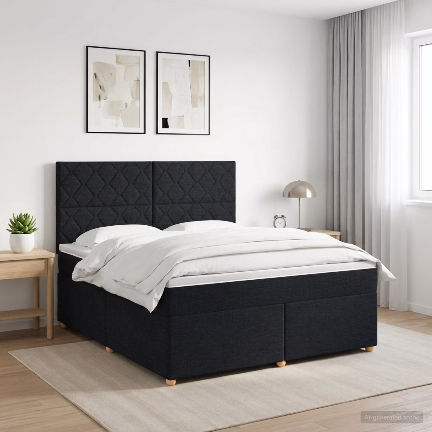 Letto box spring con materasso ibrido vidaXL Nero L/P: 140 x 200 cm