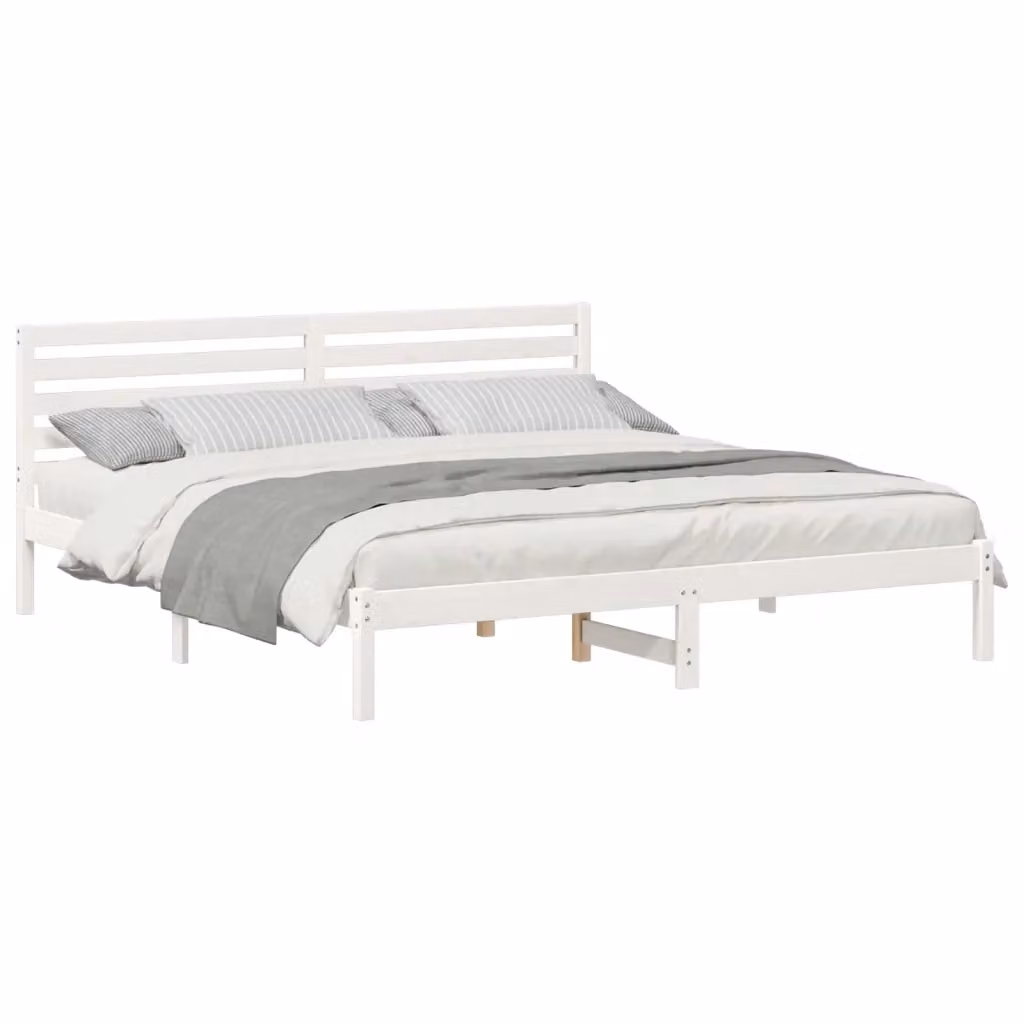 Struttura del letto in pino massello bianco vidaXL L/P: 180 x 200 cm – 2