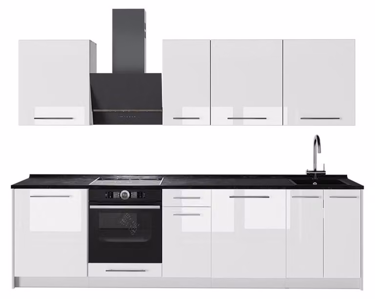 Cucina componibile Vicco Fame-Line Bianco lucido/Bianco 280 cm, PL Antracite, Model 64240