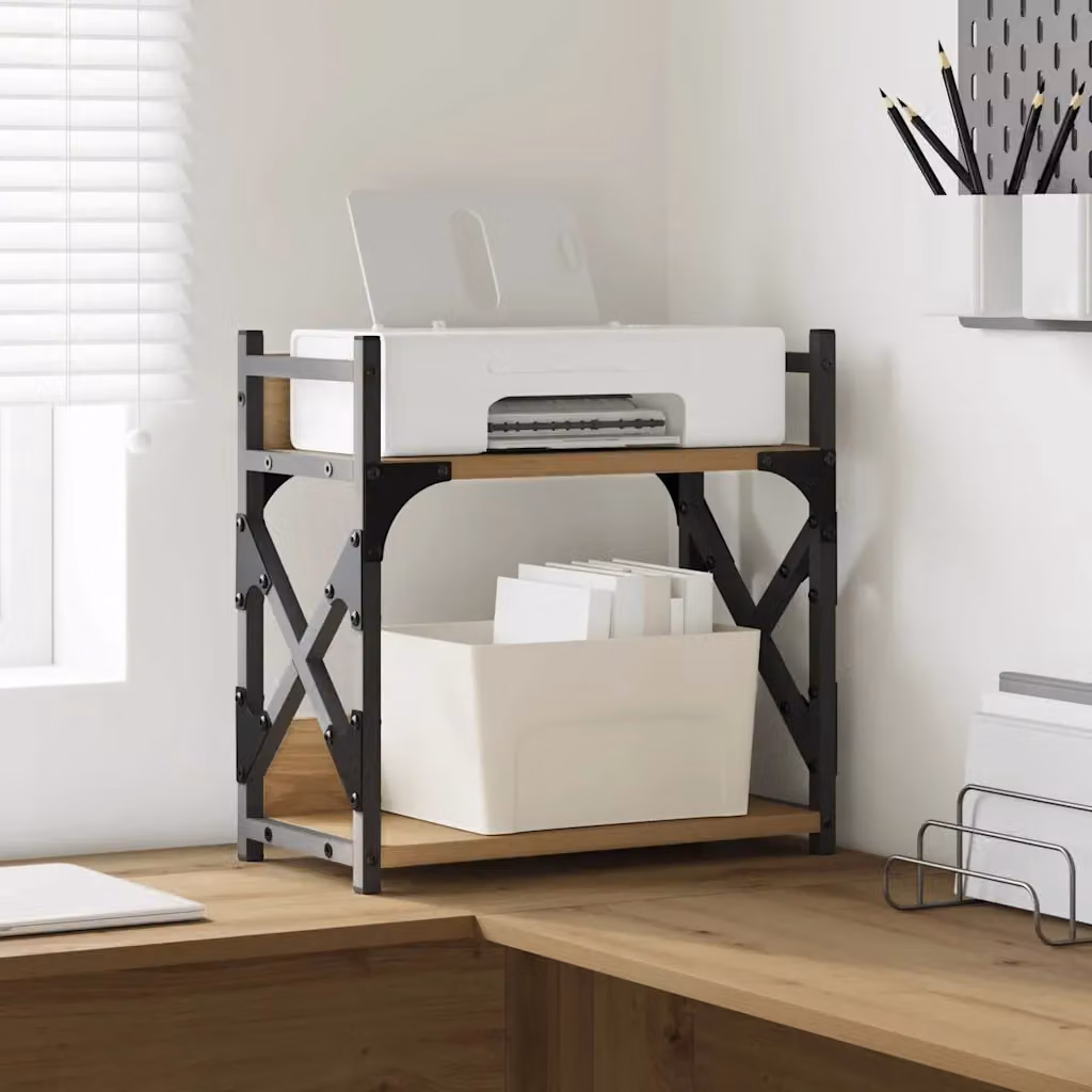 vidaXL Supporto per Stampante in Legno MDF Stile Industriale, Marrone, L 40 cm x P 20 cm x H 40 cm