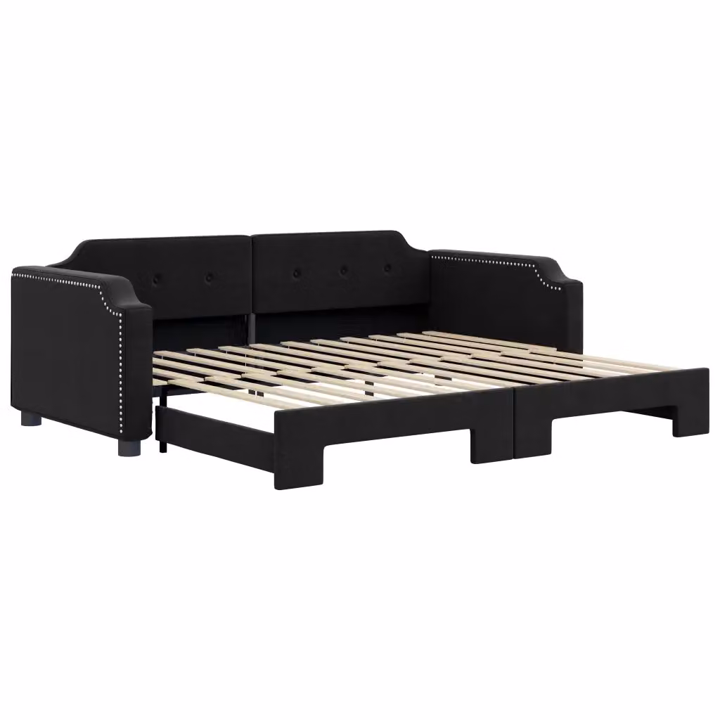 Divano Letto Moderno vidaXL con Letto Estraibile in Tessuto Nero L/P/H: 213 x 90 x 66,5 cm – 2