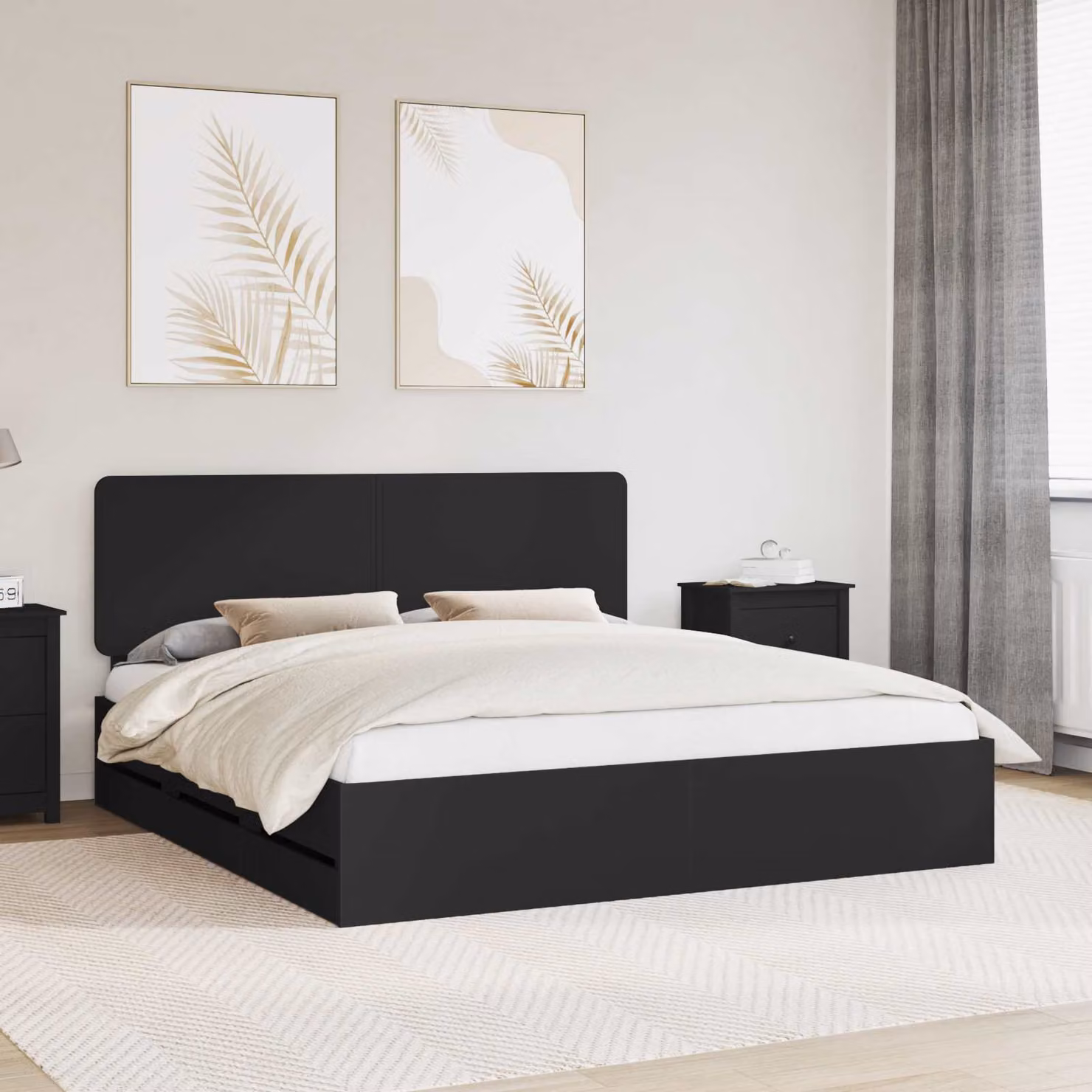 Struttura del letto con cassetti vidaXL in legno ingegnerizzato nero 200 x 200 cm