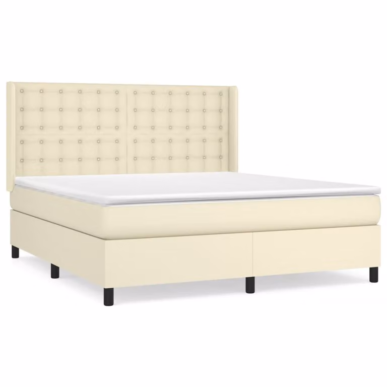 Giroletto a Molle con Materasso Crema 180x200 cm in Pelle finta