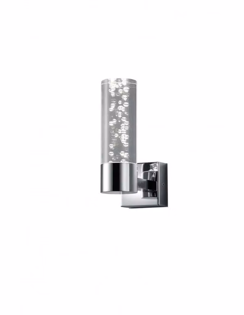 Applique LED Bolsa Trio Leuchten in Cromo con Paralume Cilindrico Effetto Bolle e Grado di Protezione IP44 – 2
