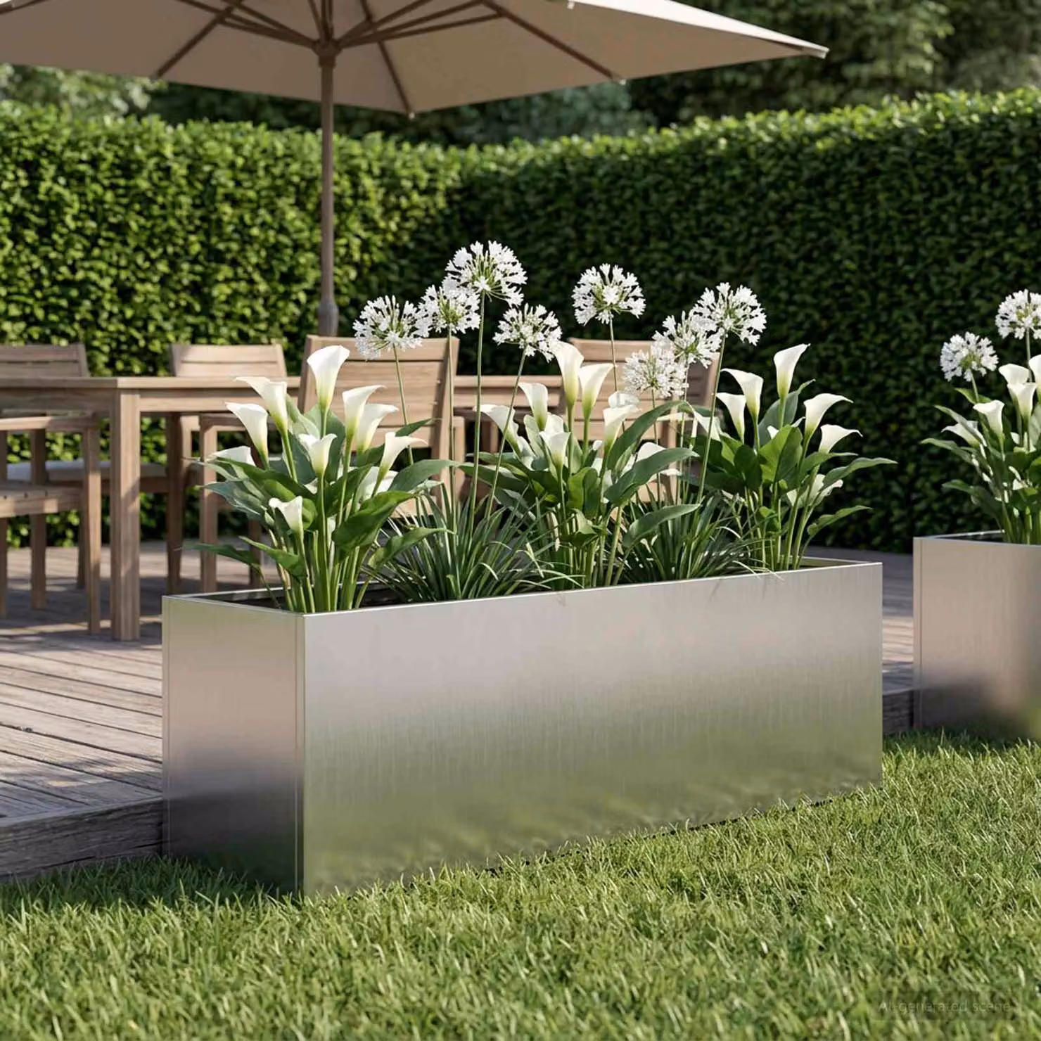 Vaso da giardino vidaXL in acciaio zincato argento L: 100 cm, P: 30 cm, H: 30 cm
