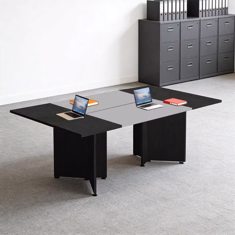 Tavolo da conferenza modulare, espandibile, dimensioni 160x60x74 cm, colore nero e grigio scuro