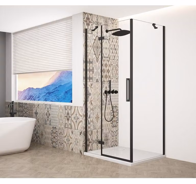 TRINITY BLACK Cabina doccia rettangolare 1200x900 mm, vetro trasparente, sinistra