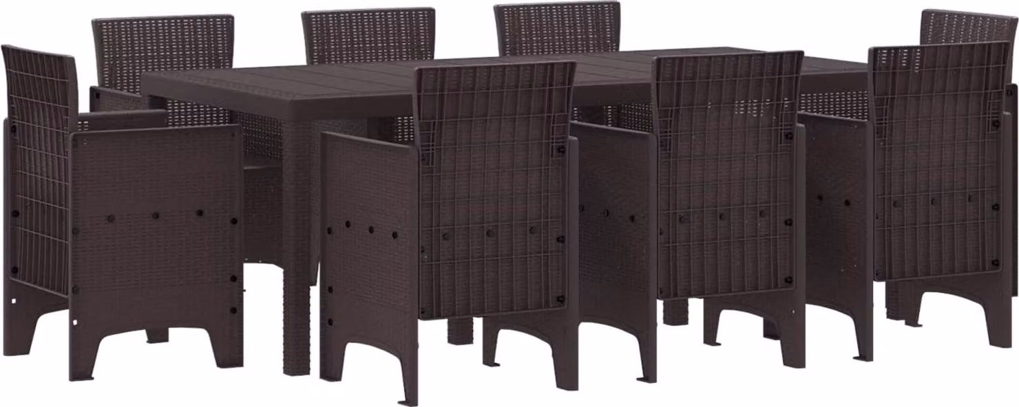 Set da Pranzo per Giardino 9 pcs Marrone Polipropilene