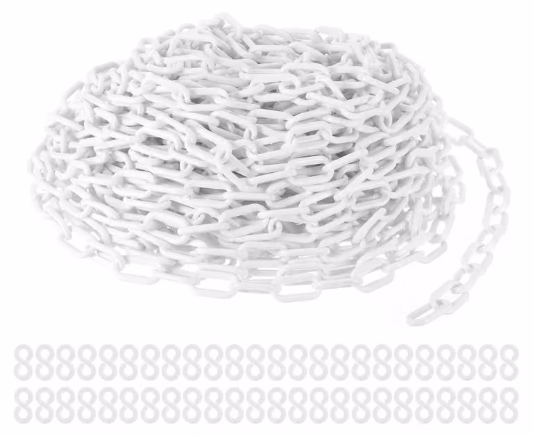Catena di sicurezza in plastica, lunghezza 30,5 metri, 24 maglie, colore bianco