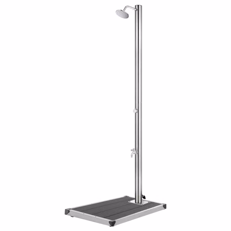 Prolenta Premium - Doccia da giardino con piatto grigio da 220 cm in acciaio inox