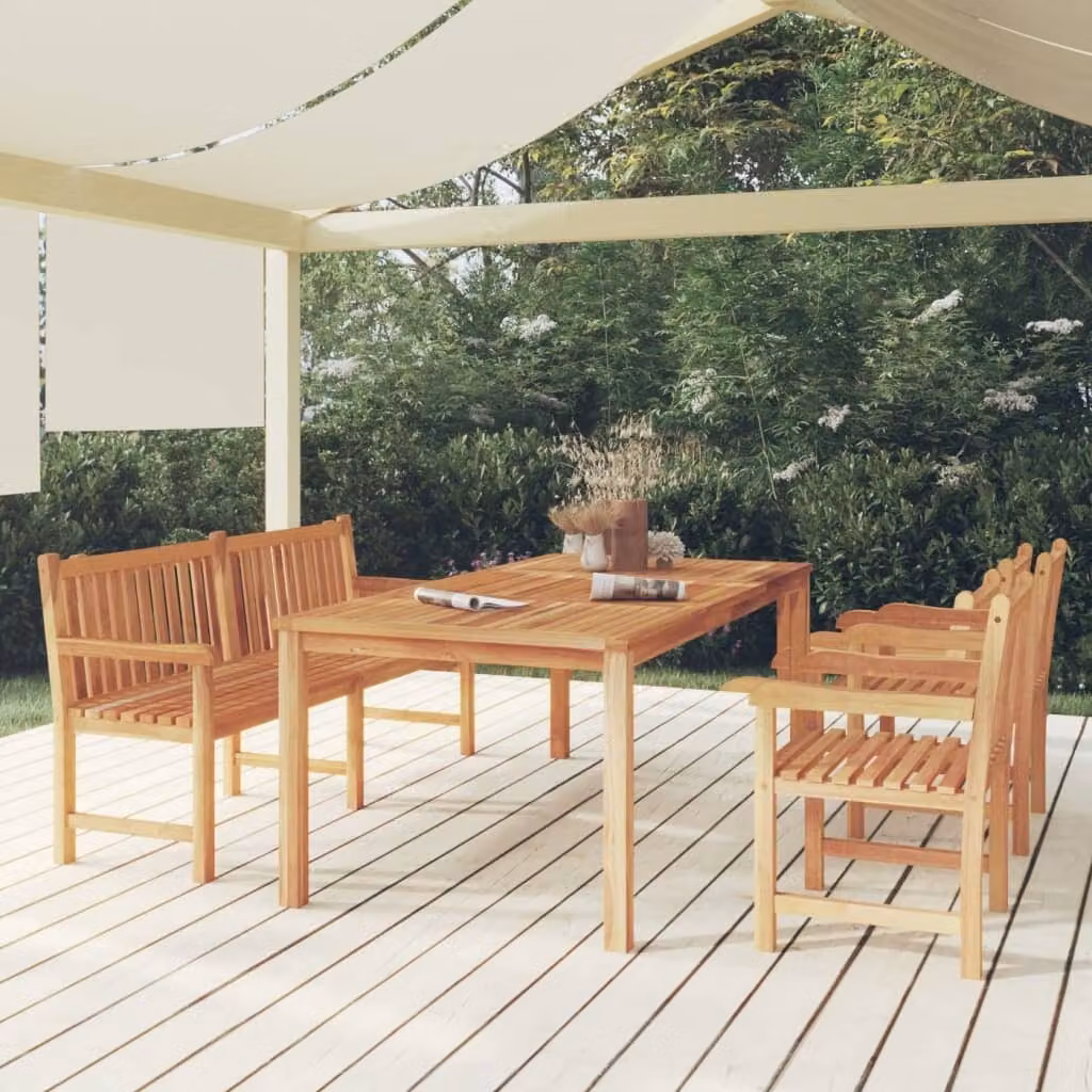 The Living Store 4 pezzi. Set da pranzo da giardino in legno massiccio teak