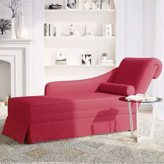 Sdraio moderna vidaXL in velluto rosso con bracciolo destro e funzione letto L/P/H: 145 x 70 x 56 cm