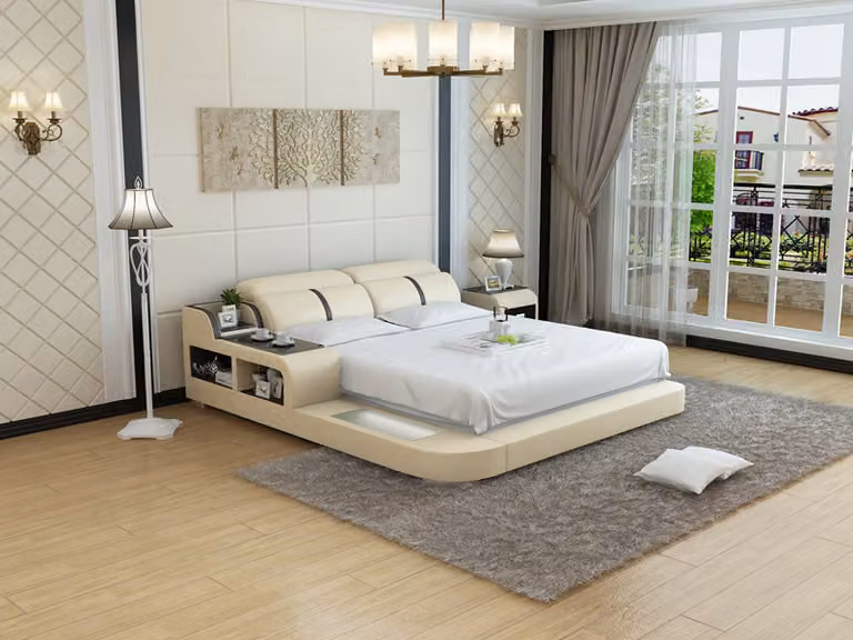 Design Leder Bett Luxus Polster Betten Doppel Modernes Ehe 140/160/180 LB8821