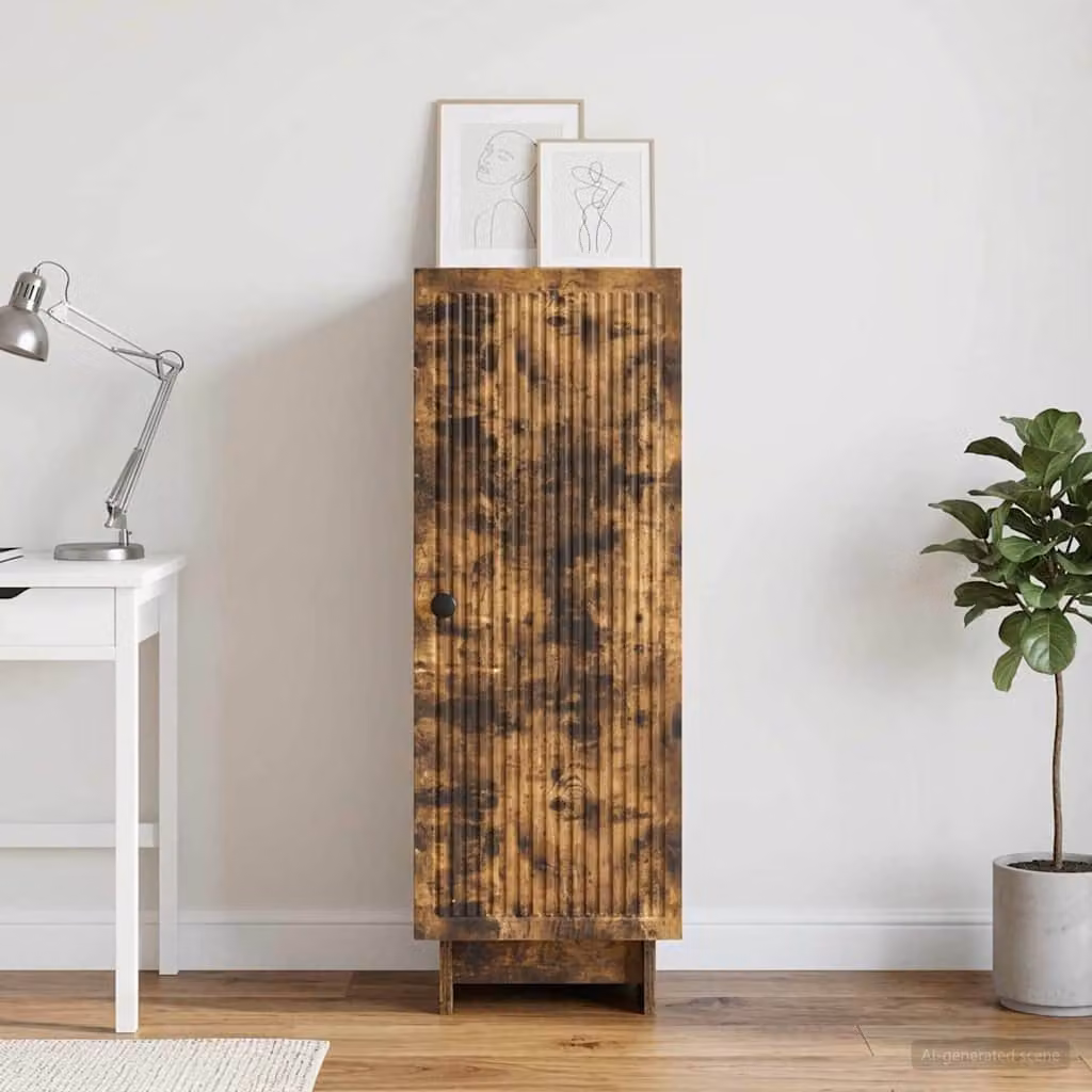 Credenza moderna vidaXL in rovere fumo e legno ingegnerizzato, L 33 cm x P 34,5 cm x H 90 cm