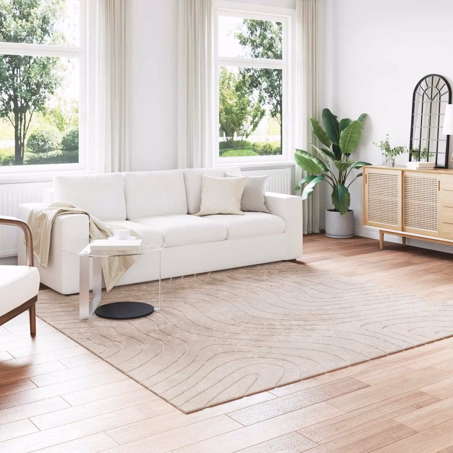vidaXL Tappeto per uso interno ed esterno PALMERAS Beige 240 x 240 cm