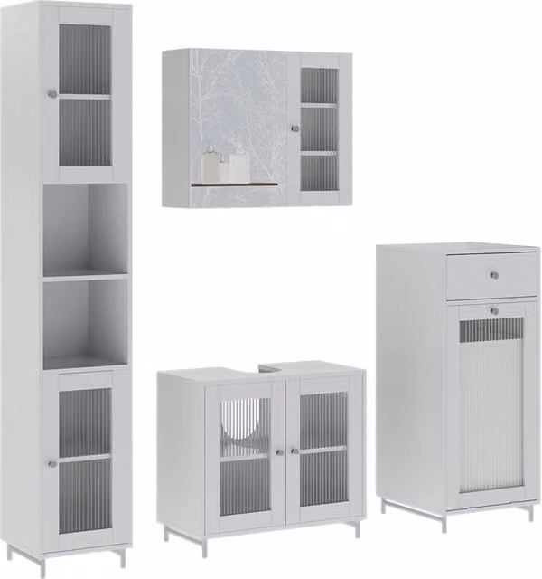 Set di mobili da bagno Malte Bianco 4 pezzi Vicco