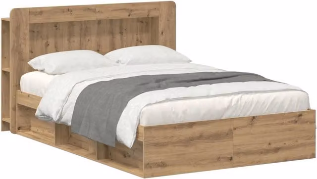 Letto matrimoniale | Letto per adulti | Telaio del letto con storage Rovere Artigianale 140 x 190 cm