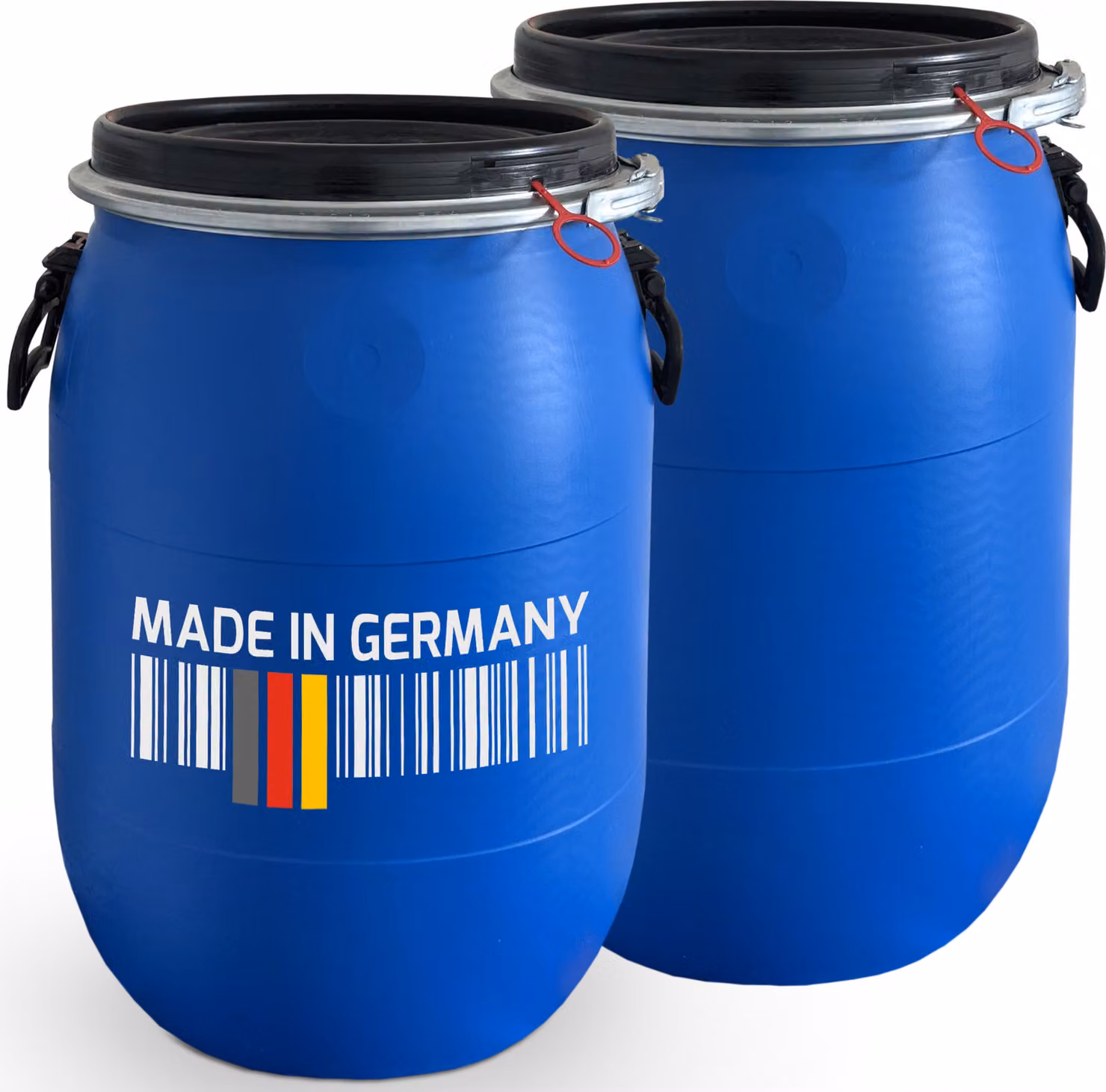 plasteo® 2 fusti da 60 litri con coperchio largo e chiusura a morsetto Fusto per alimentazione Fusto universale Fusto per stoccaggio Fusto per campeggio Fusto per trasporto Fusto per mash Fusto per pioggia