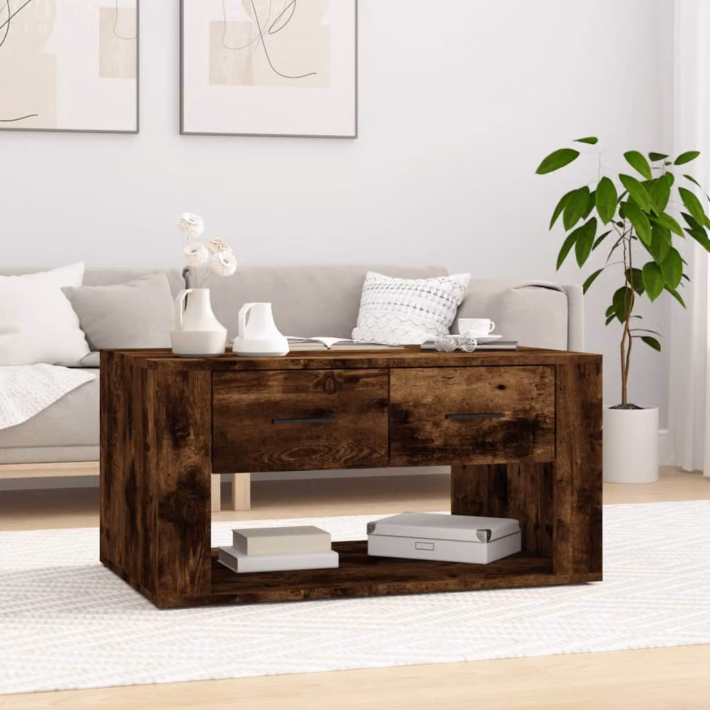 Tavolino da salotto moderno vidaXL in legno e MDF color marrone, L: 80 cm, P: 50 cm, H: 40 cm