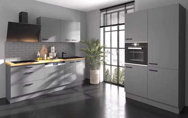 Cucina NESSA 220 + 120 cm grigio antracite, linea cucina, blocco cucina, cucina componibile