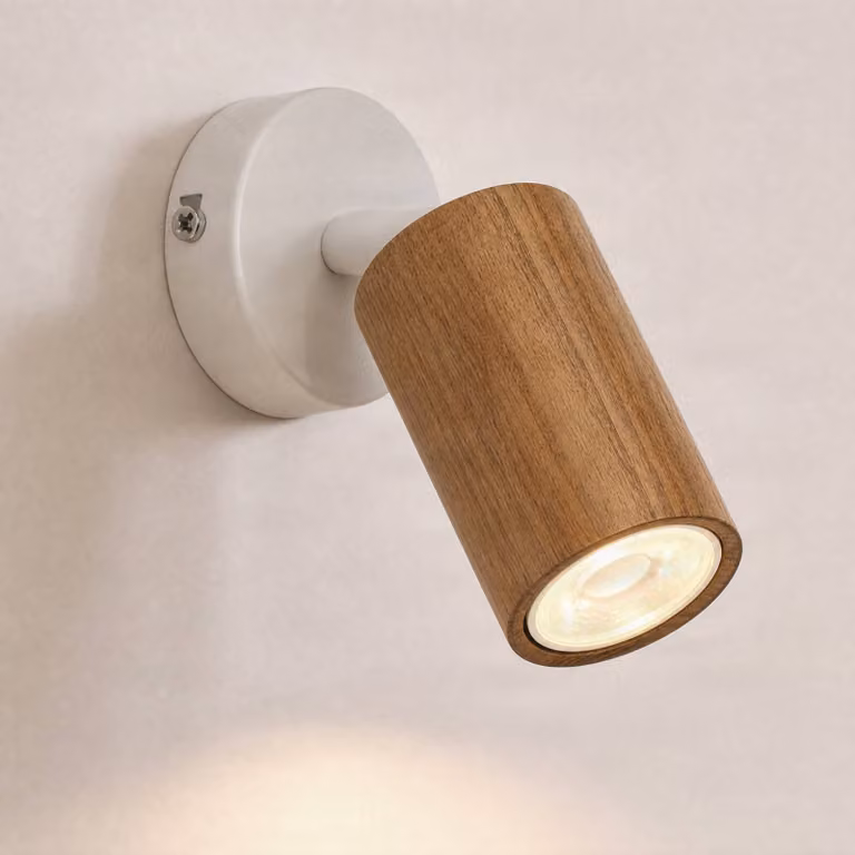 Faretto Nisse Luminex, dimmerabile, Bianco / Opale, Soggiorno / Sala da pranzo, Legno, Applique