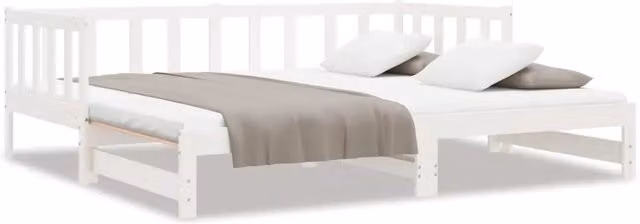 Letto singolo | Letto per adulti | Dormeuse Estraibile Bianca 2x(90x200) cm Legno Massello di Pino