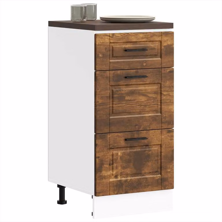 Base da cucina moderna vidaXL Porto Rovere Fumo in legno marrone con cassetti interni L: 46,0 cm, P: 40,0 cm, H: 81,5 cm