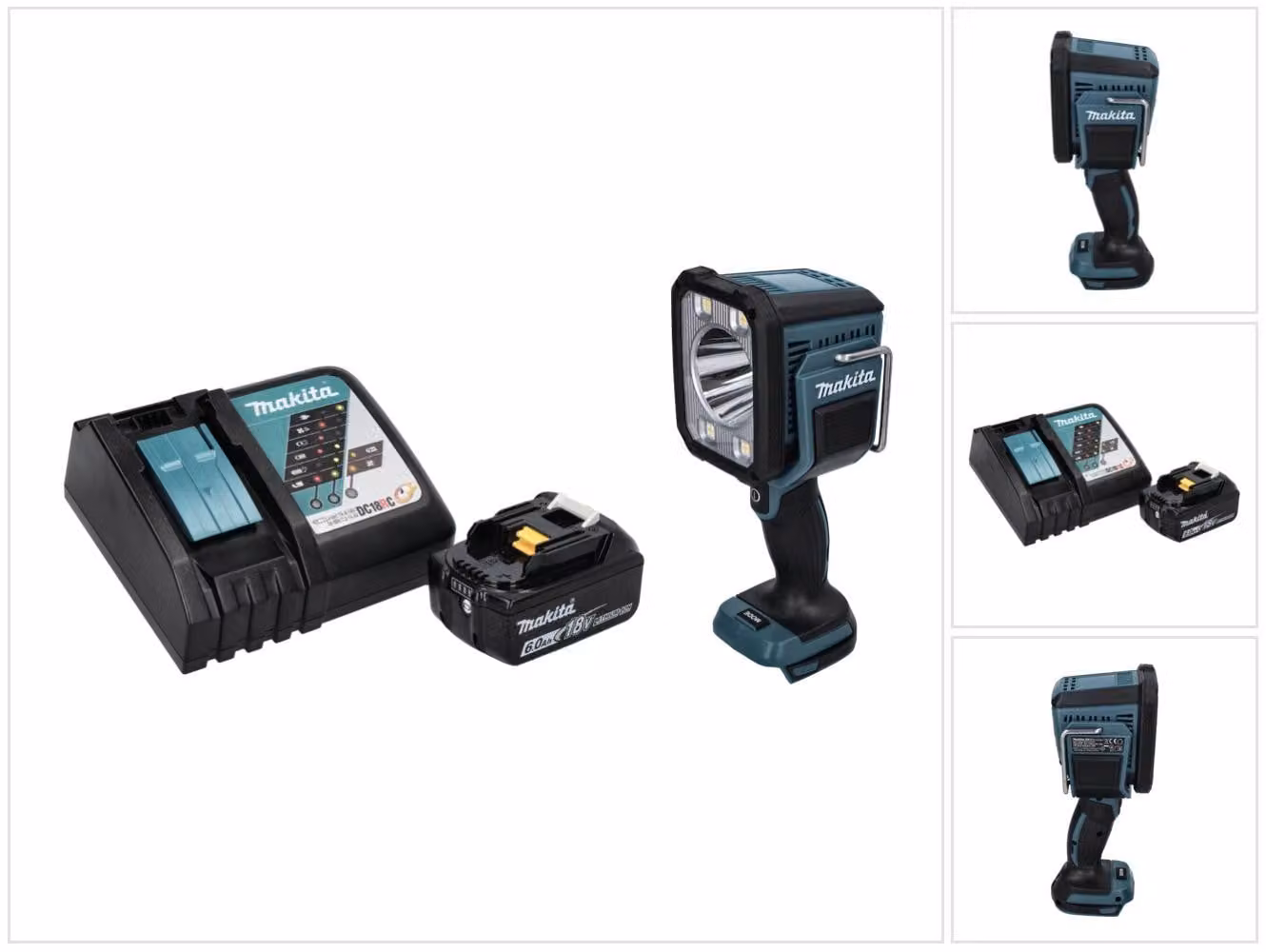 Makita DML 812 RG1 Torcia portatile a LED ricaricabile 18 V 1250 lm + 1x batteria ricaricabile 6,0 Ah + caricabatterie