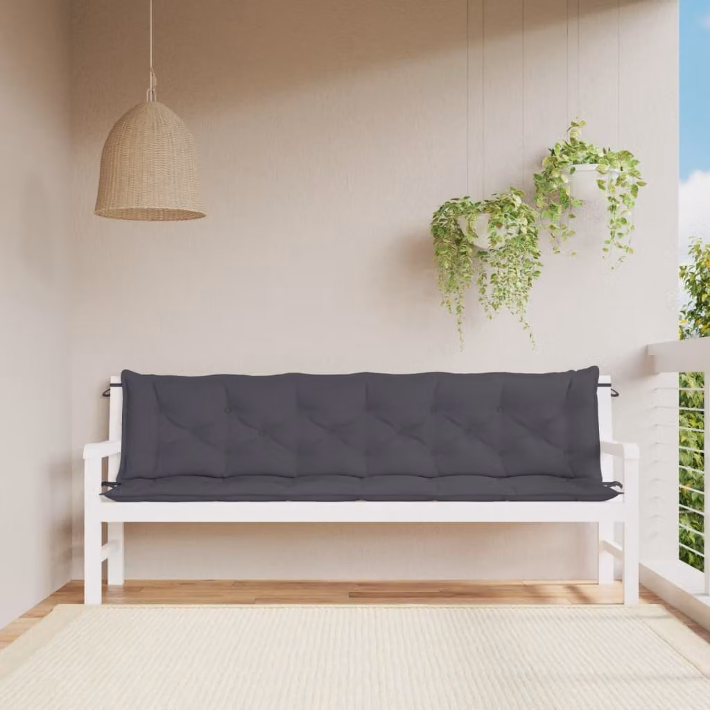 Set di 2 cuscini per panca vidaXL in tessuto Oxford antracite L: 200 cm, P: 50 cm, H: 7 cm