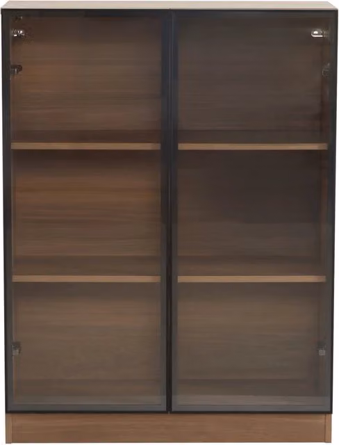 Vetrina in Vetro Natural con Illuminazione LED, 3 Ripiani, 80x30x106 cm, struttura in Truciolato e Alluminio