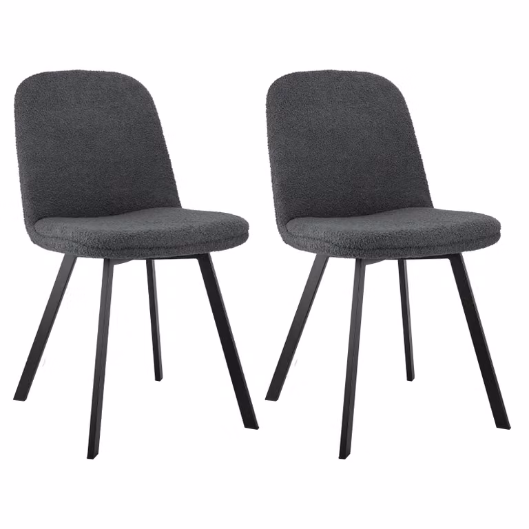 Sedia da pranzo AIORBER, set di 2, tessuto teddy, sedia imbottita con schienale, robusta e durevole, per sala da pranzo, soggiorno, 44 x 41 x 84 cm, nera