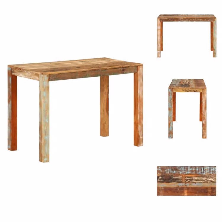 vidaXL Tavolo da pranzo 110x55x76 cm in legno massiccio antico - Tavoli da pranzo