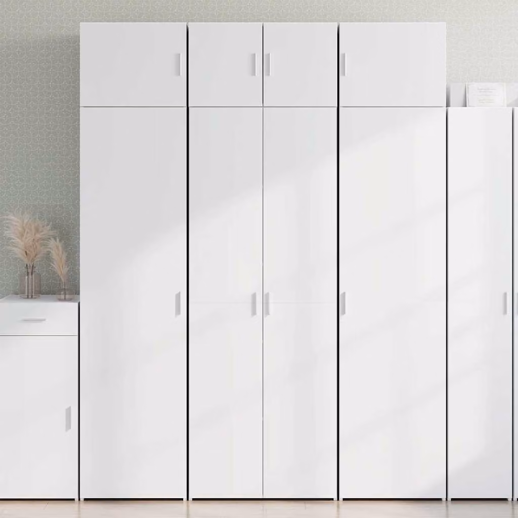 vidaXL Mobile Portaoggetti Bianco in MDF con Ante a Battente L 70 cm, P 42,5 cm, H 225 cm