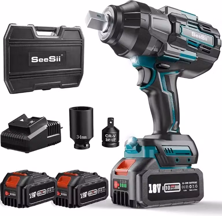WH1600P - Avvitatore a batteria - Coppia elevata 1600 Nm - Batteria inclusa - Motore brushless - 35000 giri/min - Adattatore da 1,9 cm a 1,27 cm