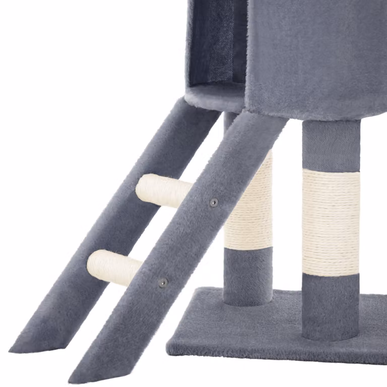 Albero tiragraffi Dominik TecTake GmbH grigio con groviglio in sisal, cave e giocattoli integrati