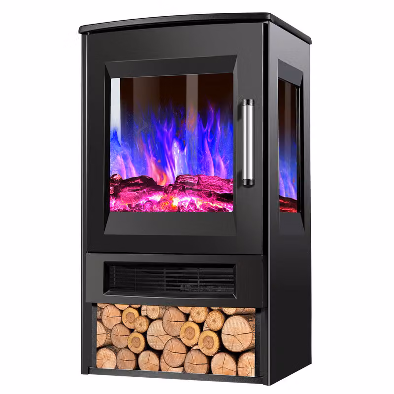 Jopassy caminetto elettrico caminetto elettrico 900W/1800W stufa camino elettrico LED effetto fiamma nero