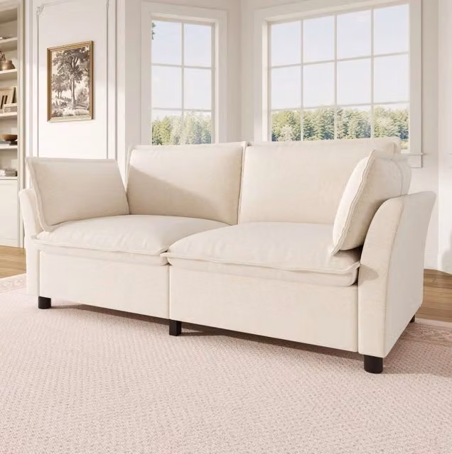 Sofa 2 posti modulare 155 x 81 x 87 cm in chenille beige