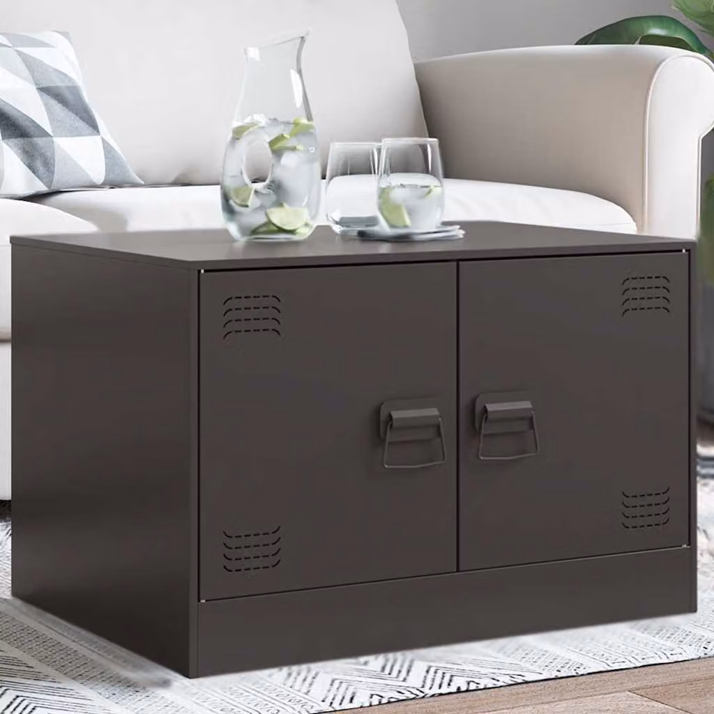 Tavolino da salotto moderno vidaXL in metallo nero L: 67 cm, P: 50 cm, H: 44 cm